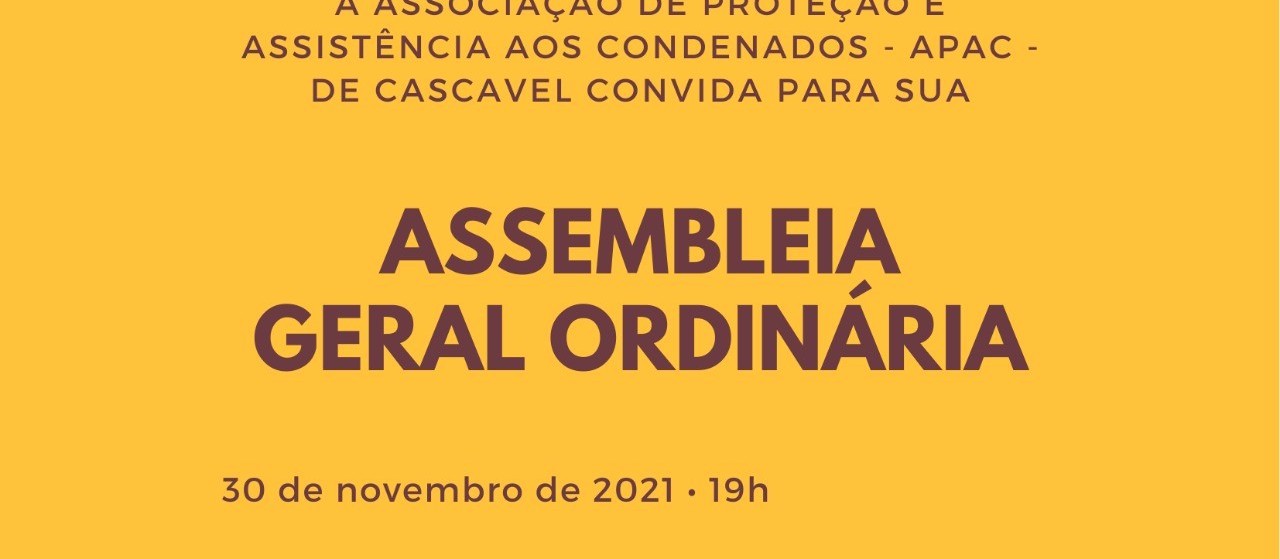 APAC realiza Assembleia Geral Ordinária no dia 30 de novembro