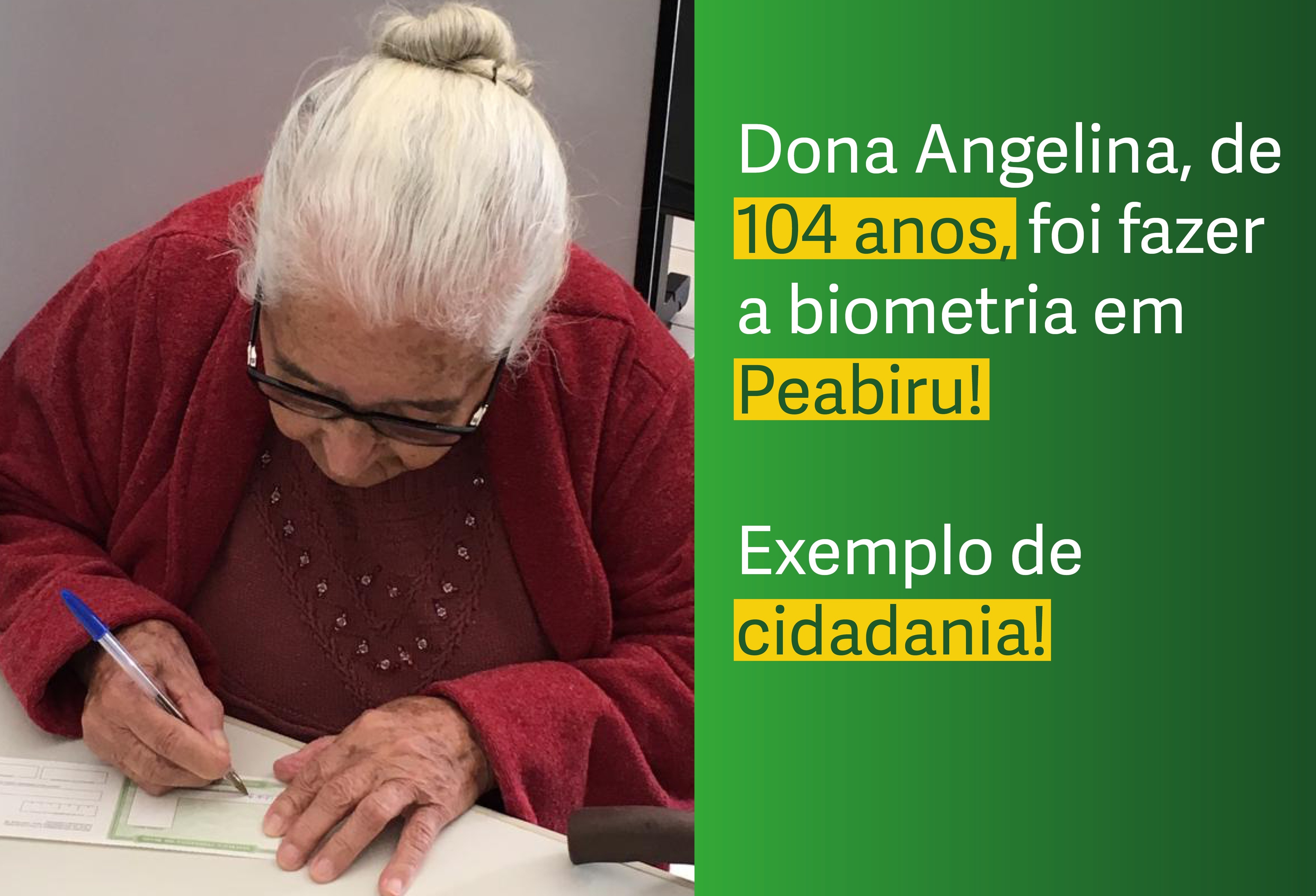 Eleitora de 104 anos entra na fila da biometria